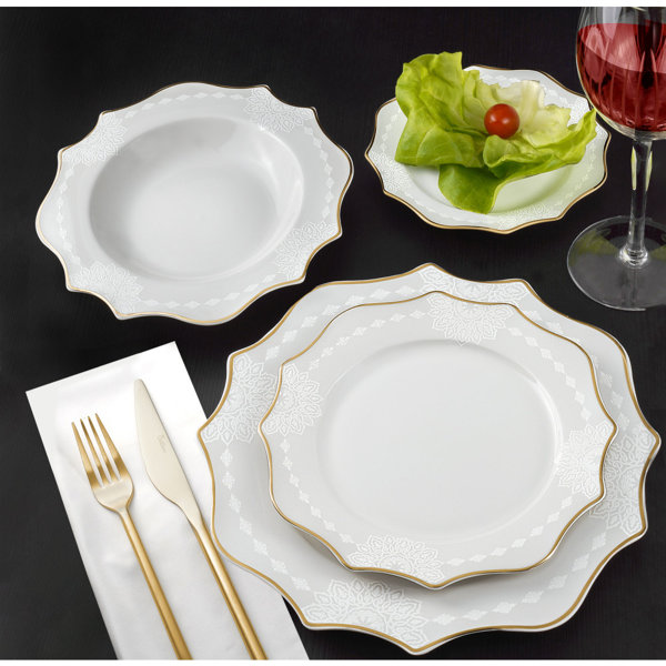 Canora Grey 18-tlg. Geschirrset Annegrete aus Bone China für 6 Personen ...